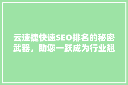 云速捷快速SEO排名的秘密武器，助您一跃成为行业翘楚