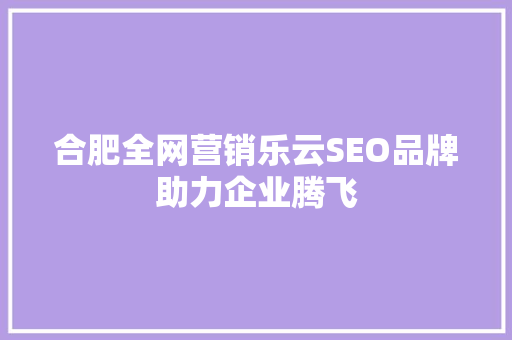 合肥全网营销乐云SEO品牌助力企业腾飞