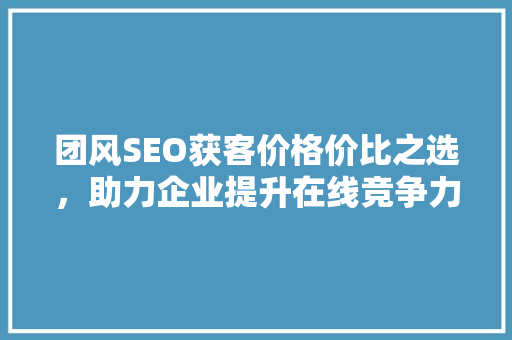团风SEO获客价格价比之选，助力企业提升在线竞争力