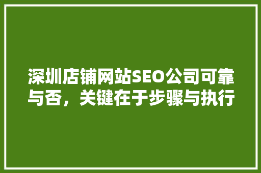深圳店铺网站SEO公司可靠与否，关键在于步骤与执行