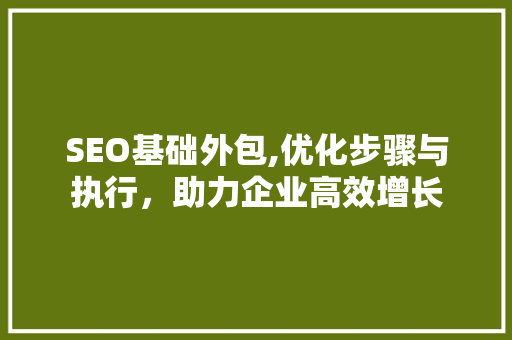 SEO基础外包,优化步骤与执行，助力企业高效增长