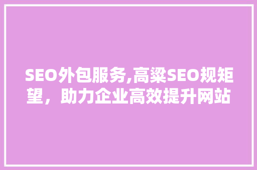SEO外包服务,高粱SEO规矩望，助力企业高效提升网站排名  第1张
