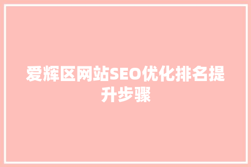 爱辉区网站SEO优化排名提升步骤
