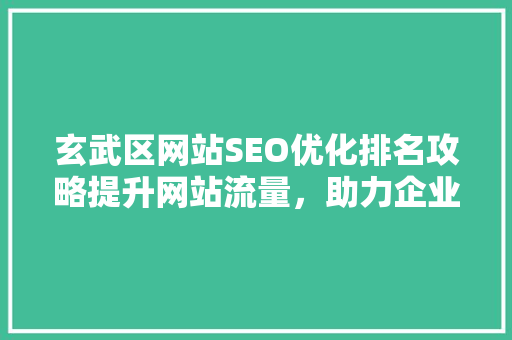 玄武区网站SEO优化排名攻略提升网站流量，助力企业腾飞