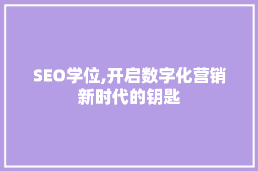 SEO学位,开启数字化营销新时代的钥匙
