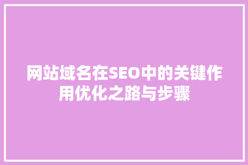 网站域名在SEO中的关键作用优化之路与步骤