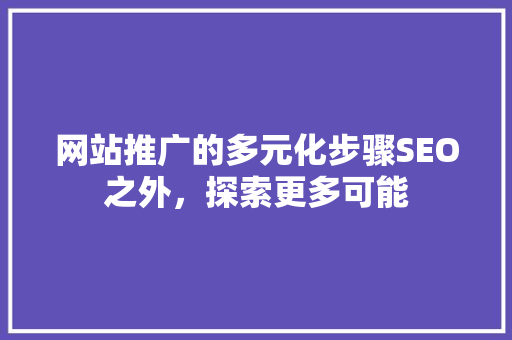 网站推广的多元化步骤SEO之外，探索更多可能