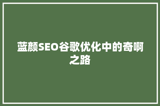 蓝颜SEO谷歌优化中的奇啊之路