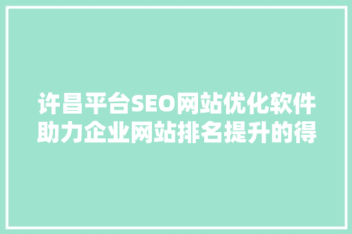许昌平台SEO网站优化软件助力企业网站排名提升的得力助手