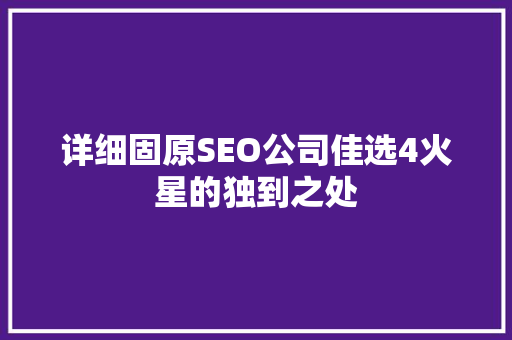 详细固原SEO公司佳选4火星的独到之处
