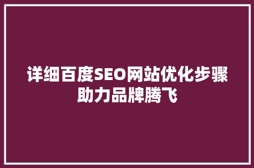 详细百度SEO网站优化步骤助力品牌腾飞