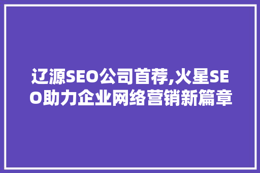 辽源SEO公司首荐,火星SEO助力企业网络营销新篇章
