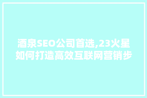 酒泉SEO公司首选,23火星如何打造高效互联网营销步骤