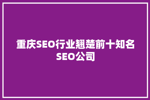 重庆SEO行业翘楚前十知名SEO公司