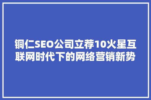 铜仁SEO公司立荐10火星互联网时代下的网络营销新势力