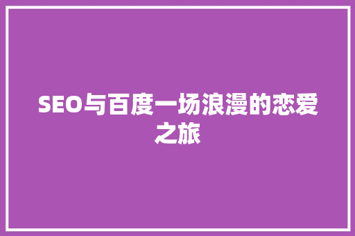 SEO与百度一场浪漫的恋爱之旅