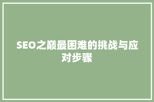 SEO之巅最困难的挑战与应对步骤
