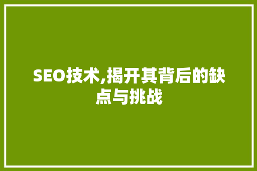 SEO技术,揭开其背后的缺点与挑战
