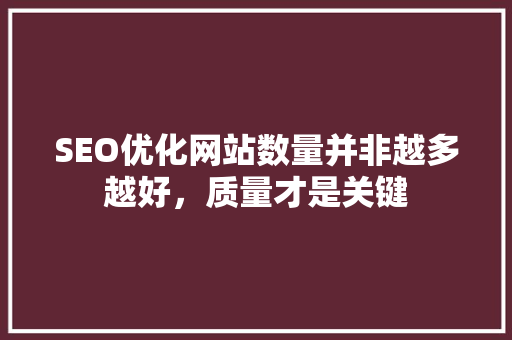 SEO优化网站数量并非越多越好，质量才是关键