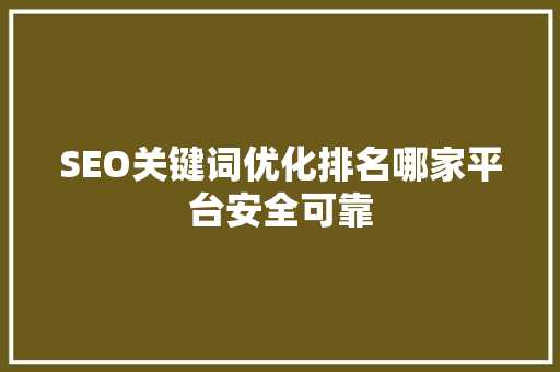 SEO关键词优化排名哪家平台安全可靠