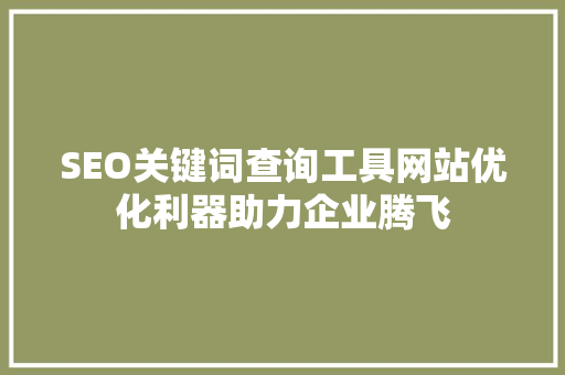 SEO关键词查询工具网站优化利器助力企业腾飞