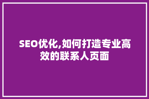 SEO优化,如何打造专业高效的联系人页面