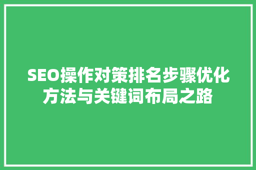 SEO操作对策排名步骤优化方法与关键词布局之路