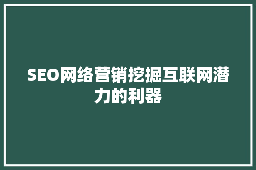 SEO网络营销挖掘互联网潜力的利器