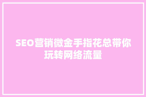 SEO营销微金手指花总带你玩转网络流量