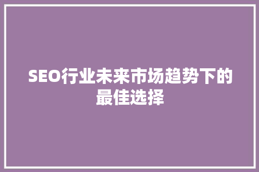 SEO行业未来市场趋势下的最佳选择