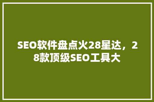SEO软件盘点火28星达，28款顶级SEO工具大