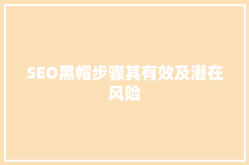 SEO黑帽步骤其有效及潜在风险