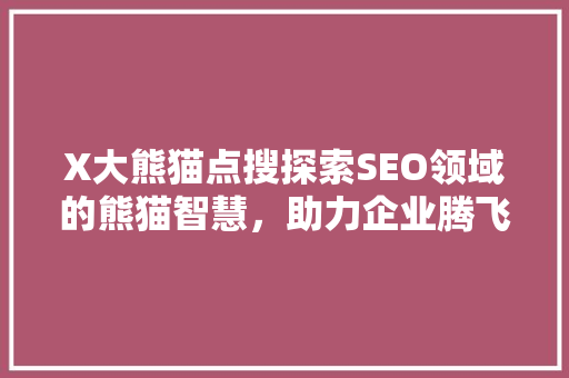 X大熊猫点搜探索SEO领域的熊猫智慧，助力企业腾飞