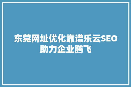 东莞网址优化靠谱乐云SEO助力企业腾飞