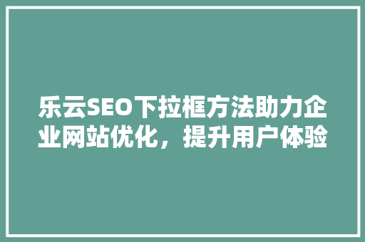 乐云SEO下拉框方法助力企业网站优化，提升用户体验