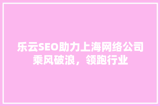 乐云SEO助力上海网络公司乘风破浪，领跑行业