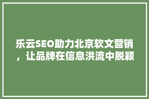 乐云SEO助力北京软文营销，让品牌在信息洪流中脱颖而出