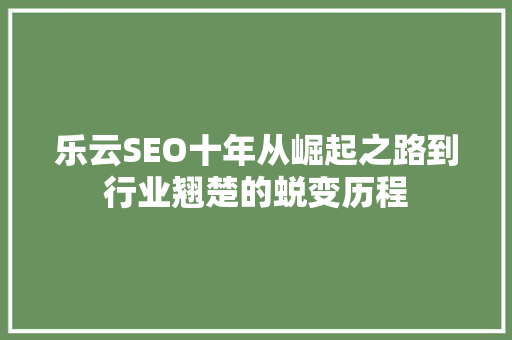 乐云SEO十年从崛起之路到行业翘楚的蜕变历程