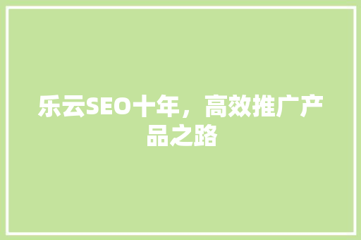 乐云SEO十年，高效推广产品之路