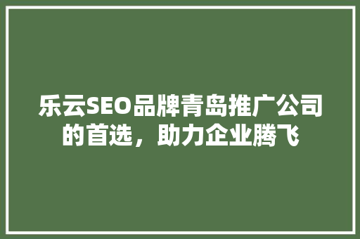 乐云SEO品牌青岛推广公司的首选，助力企业腾飞