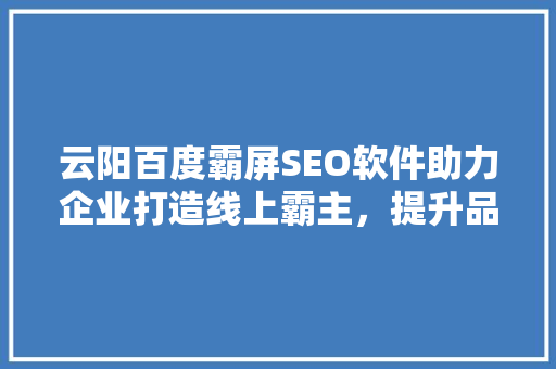 云阳百度霸屏SEO软件助力企业打造线上霸主，提升品牌影响力