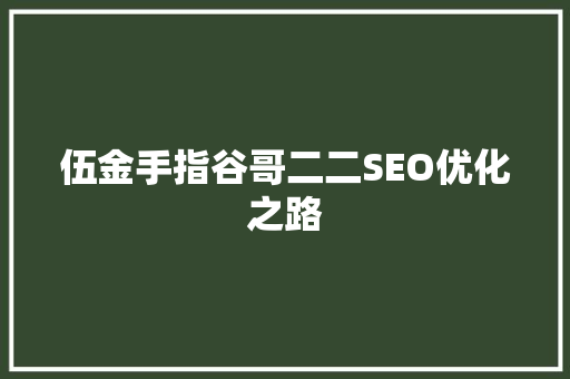 伍金手指谷哥二二SEO优化之路