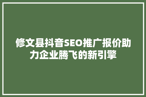 修文县抖音SEO推广报价助力企业腾飞的新引擎