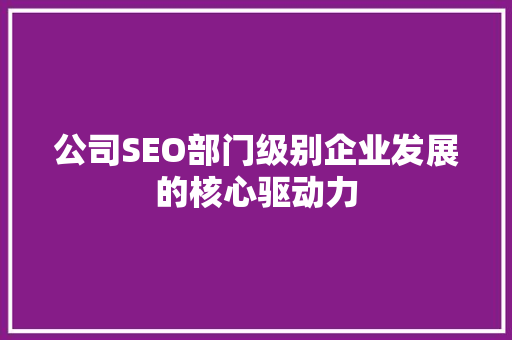 公司SEO部门级别企业发展的核心驱动力