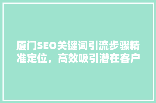 厦门SEO关键词引流步骤精准定位，高效吸引潜在客户