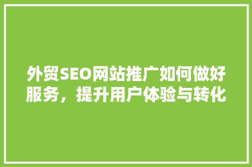 外贸SEO网站推广如何做好服务，提升用户体验与转化率