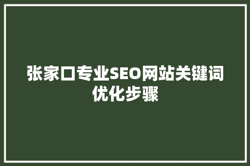 张家口专业SEO网站关键词优化步骤