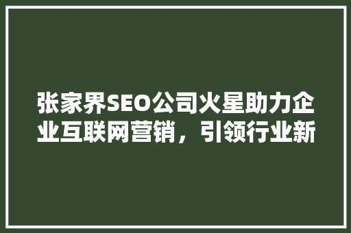 张家界SEO公司火星助力企业互联网营销，引领行业新风尚