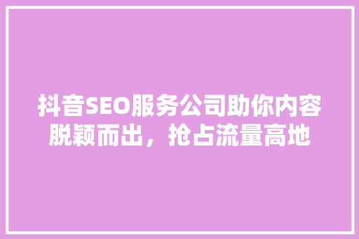 抖音SEO服务公司助你内容脱颖而出，抢占流量高地