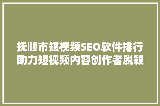 抚顺市短视频SEO软件排行助力短视频内容创作者脱颖而出